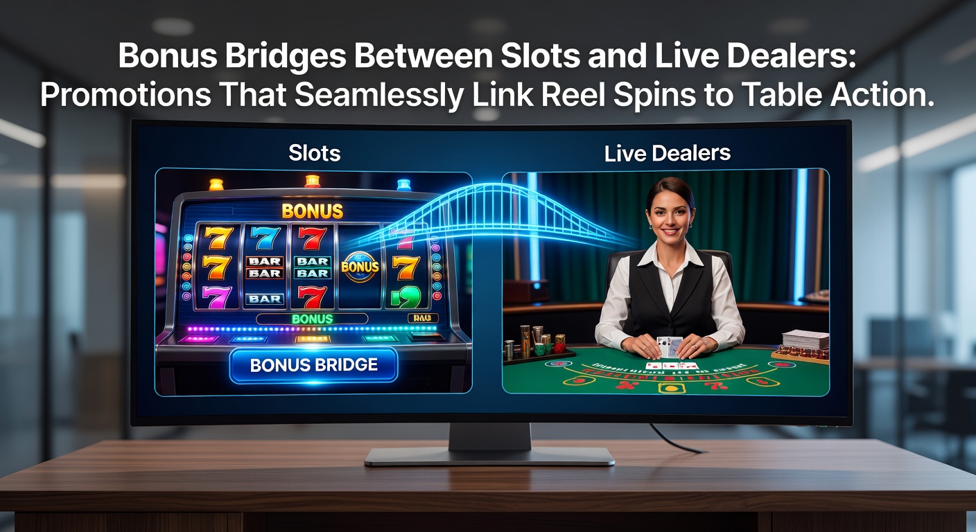 Dynamic split-screen graphic of a slot machine bonus round morphing into a live dealer roulette wheel, with promotional icons bridging the two