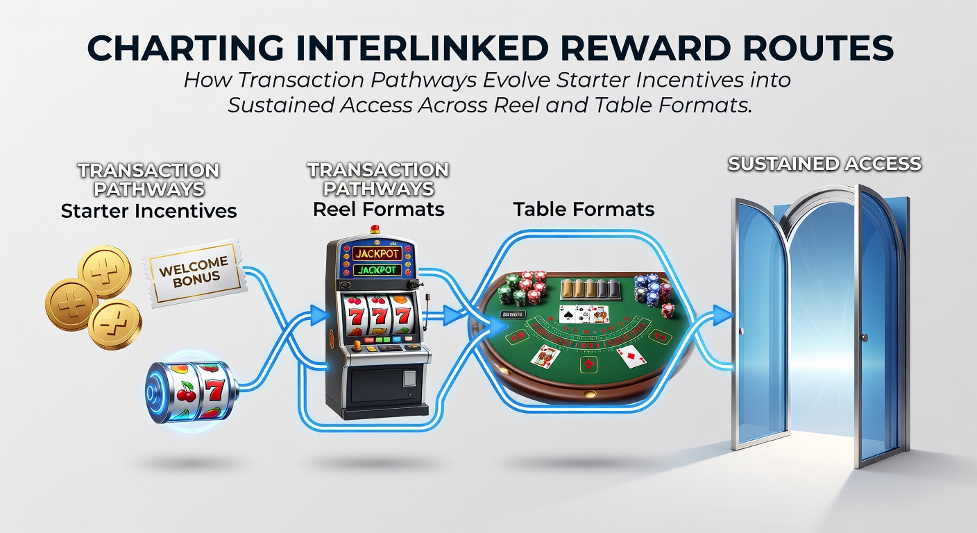 Diagram showing transaction pathways linking starter slot bonuses to live table game access in mobile casino platforms