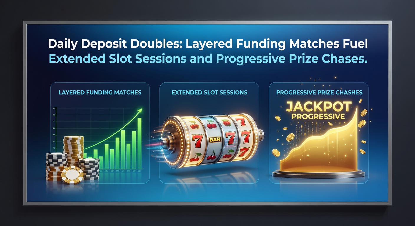 Vibrant slot machine screens displaying doubled deposit promotions and cascading progressive jackpots during peak play sessions