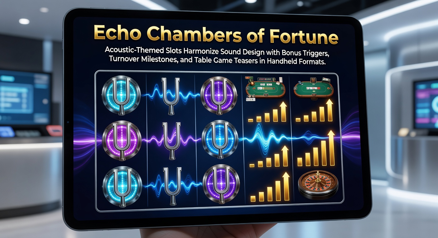 Vibrant mobile slot screen displaying acoustic-themed reels with echoing sound waves, bonus symbols, and musical note scatters activating free spins amid a concert-like backdrop