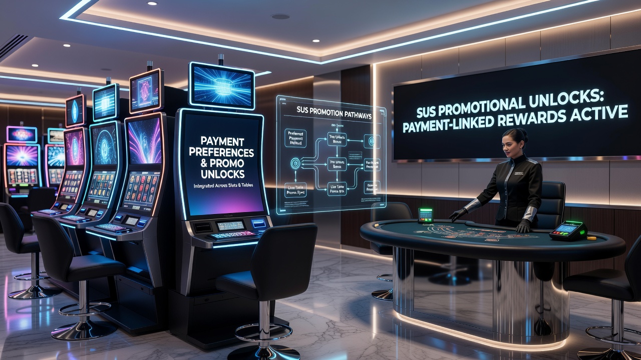 Live dealer table and slot machine screens displaying shared promotion indicators
