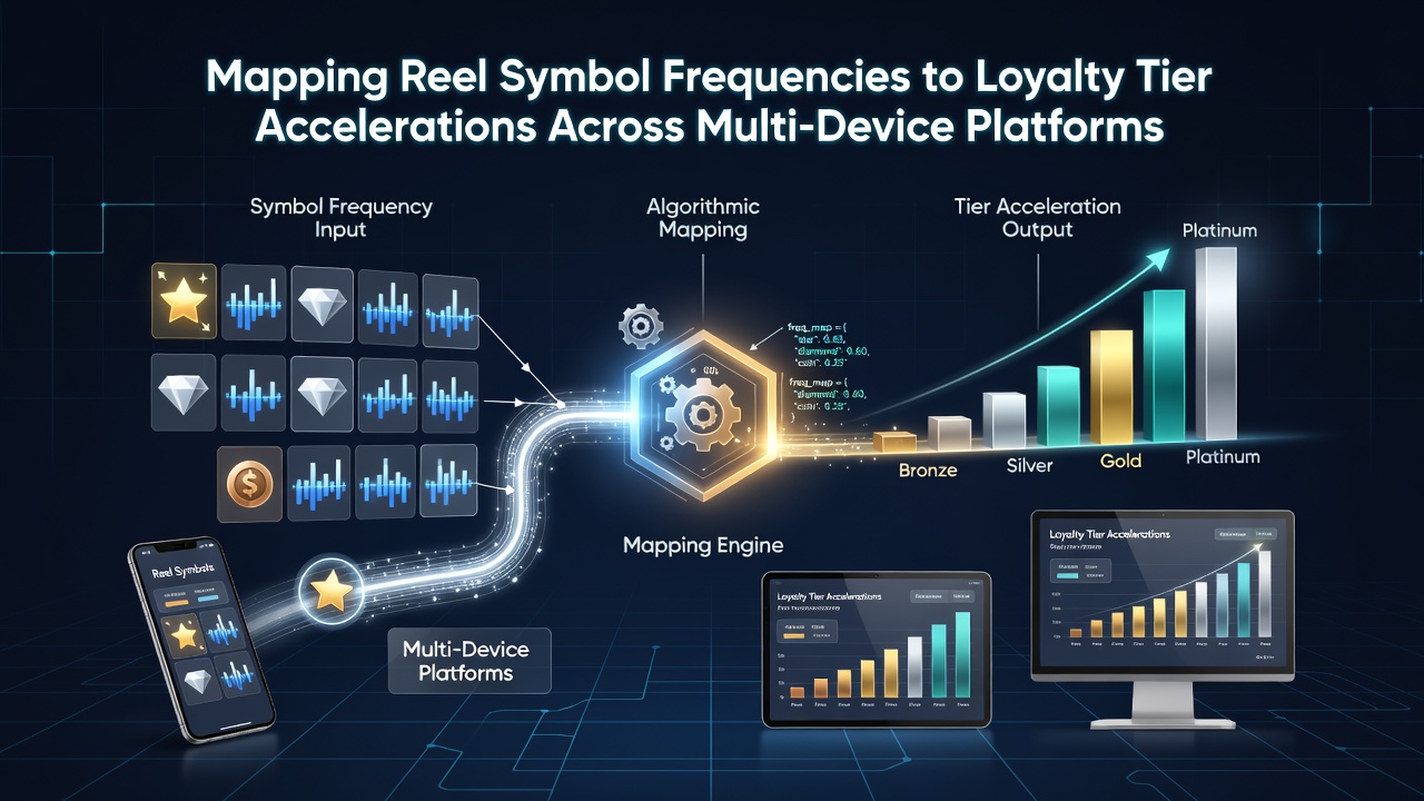 Flowchart illustrating how symbol hit rates on different devices feed into centralized loyalty tier acceleration models