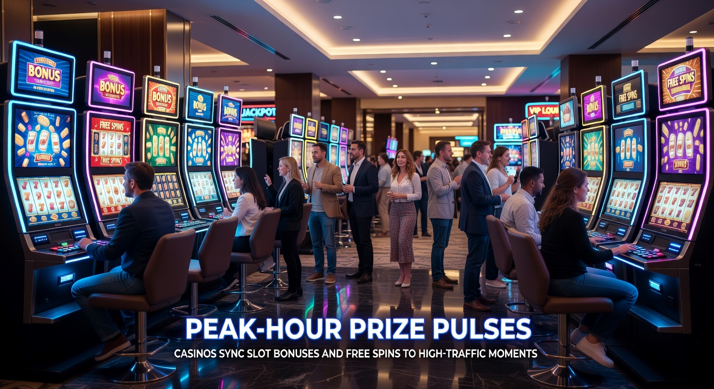 Digital dashboard showing real-time player traffic graphs spiking during peak hours, overlaid with bonus activation icons and slot payout animations