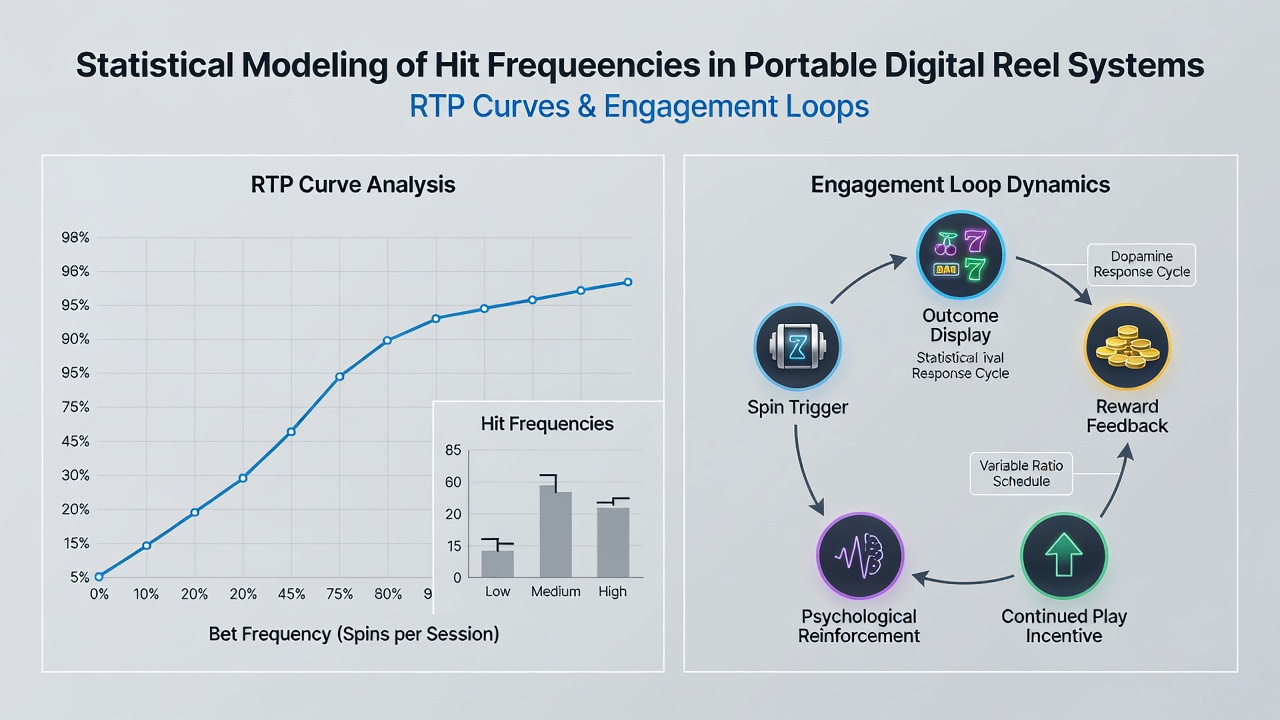 Mobile device interface showing real-time hit frequency analytics overlaid on digital reel gameplay