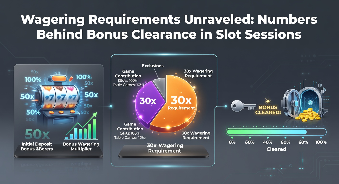 Visual breakdown of wagering requirements showing bonus amounts, multipliers, and slot session calculations