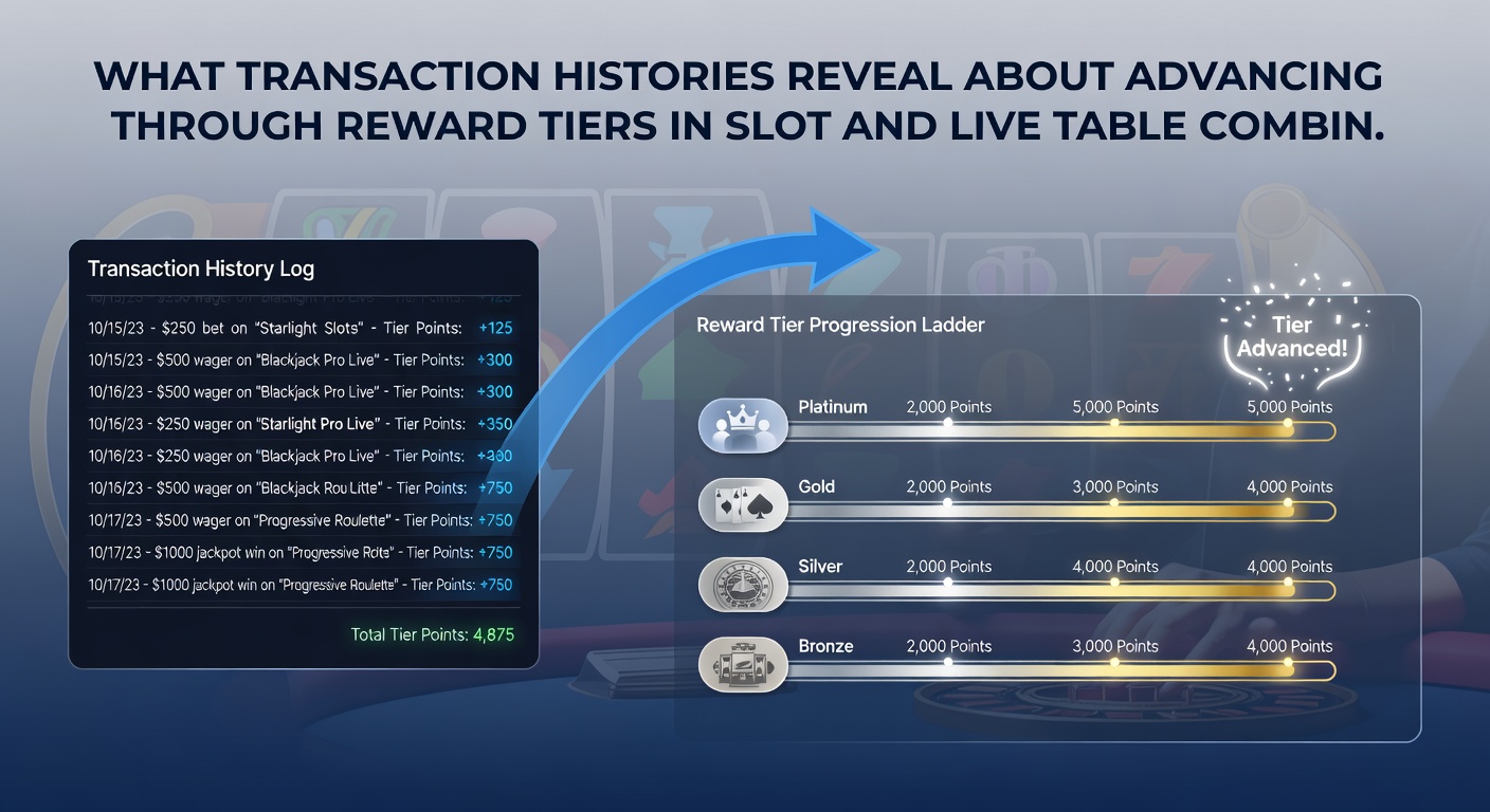 Player reward tier progression chart comparing slot-only versus combined slot and live table transaction data